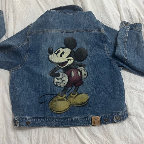 Disney Store Retro Mickey Mouse Painted Back Rhinestone Denim Trucker Ja… - Picture 7 of 15